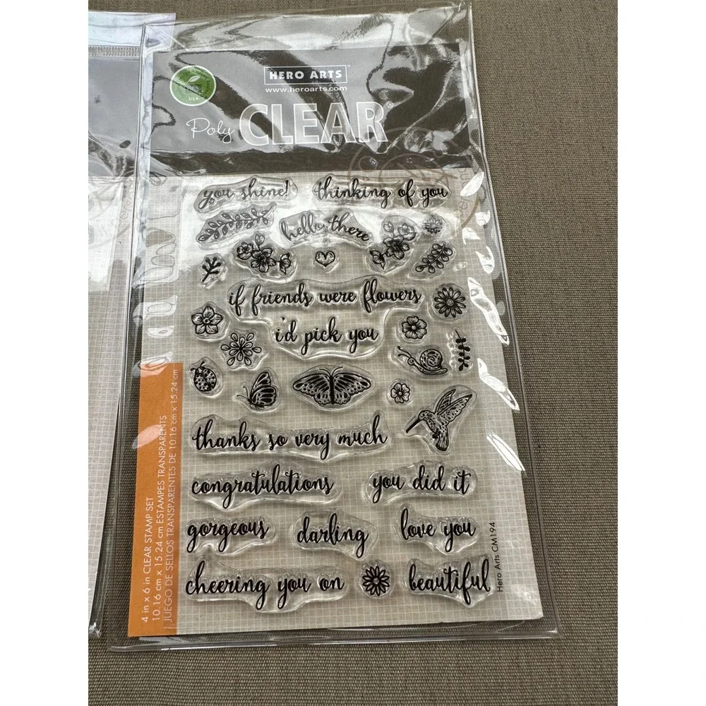 Hero Arts Poly Clear Stamp Sets CM245 Come Fly With Me & CM194 Summer Garden 2pk